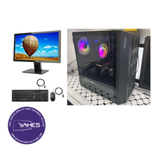 Load image into Gallery viewer, BLACK CUSTOM ANTEC GAMING Refurbished GRADE A Single Desktop PC Set (20-24" Monitor + Keyboard and Mouse Accessories): Intel i5-10400 @ 3.4 Ghz  NVIDIA 1080 8GB RGB BUILD| 16GB Ram| 256GB SSD 1 TB HDD|WIN 11 PRO|Arise Work from Home Ready