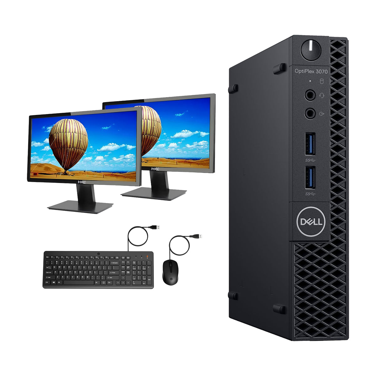 Dell Optiplex 3070 USFF Refurbished (Gr-A) Dual Desktop PC Set (20