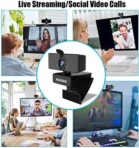NexiGo N660 HD Webcam with Dual Microphone, Plug and Play|WIN 10