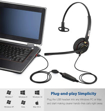 Load image into Gallery viewer, Arama Mono USB Headset with Microphone Noise Cancelling & Audio Controls