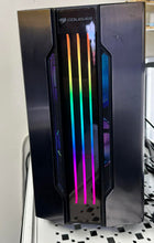 Load image into Gallery viewer, BLACK COUGAR LED STRIP FRONT CUSTOM BUILD Refurbished GRADE A Single Desktop PC Set (20-24&quot; Monitor + Keyboard and Mouse Accessories): Intel i5-10400F NVIDIA 1080TI 8GB RGB BUILD| 16GB Ram| 256 GB SSD 500GB HDD|WIN 11 PRO|Arise Work from Home Ready