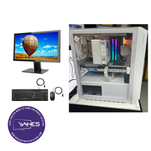 Load image into Gallery viewer, WHITE CUSTOM BUILD Refurbished GRADE A Single Desktop PC Set (20-24&quot; Monitor + Keyboard and Mouse Accessories):  Intel I5-12400f 6-Core - NZXT CPU Cooler| 32GB Ram| 500 GB SSD 1 TB HDD|nvidia 4060|WIN 11|Arise Work from Home Ready