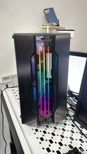 Load image into Gallery viewer, BLACK COUGAR LED STRIP FRONT CUSTOM BUILD Refurbished GRADE A Dual Desktop PC Set (20-24&quot; Monitor + Keyboard and Mouse Accessories): Intel i5-10400F NVIDIA 1080TI 8GB RGB BUILD| 16GB Ram| 256 GB SSD 500GB HDD|WIN 11 PRO|Arise Work from Home Ready