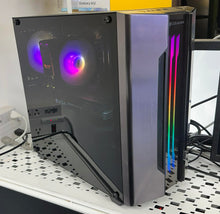 Load image into Gallery viewer, BLACK COUGAR LED STRIP FRONT CUSTOM BUILD Refurbished GRADE A Desktop CPU Tower ( Microsoft Office and Accessories): Intel i5-10400F NVIDIA 1080TI 8GB RGB BUILD| 16GB Ram| 256 GB SSD 500GB HDD|WIN 11 PRO|Arise Work from Home Ready