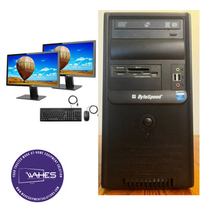 Bytespeed Custom Build Refurbished GRADE A Dual Desktop PC Set (19-24" Monitor + Keyboard and Mouse Accessories): Intel Pentium G440 @ 3.4 Ghz| 8GB Ram| 180 SSD 1 TB HDD| Call Center Work from Home|School|Office