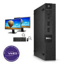 Load image into Gallery viewer, Dell Optiplex 3020 Micro Refurbished GRADE A Dual Desktop PC Set (19-24&quot; Monitor + Keyboard and Mouse Accessories): Intel i5-4590T @ 2.2 Ghz| 8GB Ram| 1 TB SSHD|Call Center Work from Home|School|Office
