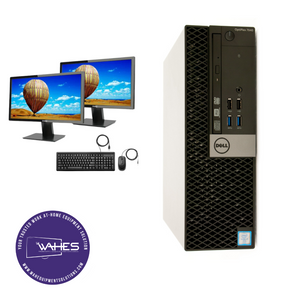 Dell Optiplex 7040 Micro Refurbished GRADE A Dual Desktop PC Set (19-24" Monitor + Keyboard and Mouse Accessories):  Intel i5-6500T @ 3.4 Ghz| 8GB Ram| 250 GB SSD|Call Center Work from Home|School|Office