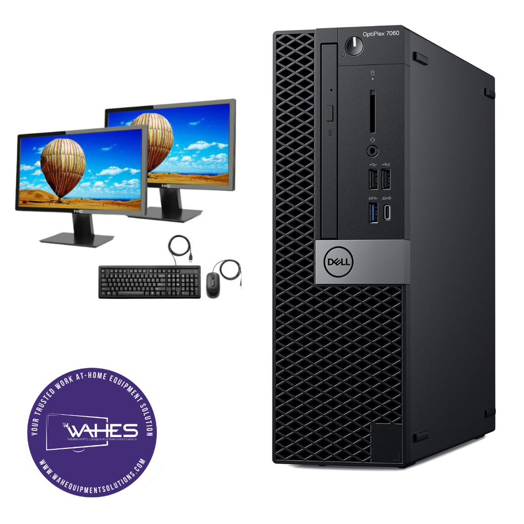 Dell Optiplex 7060 SFF Refurbished GRADE B Dual Desktop PC Set (20-24