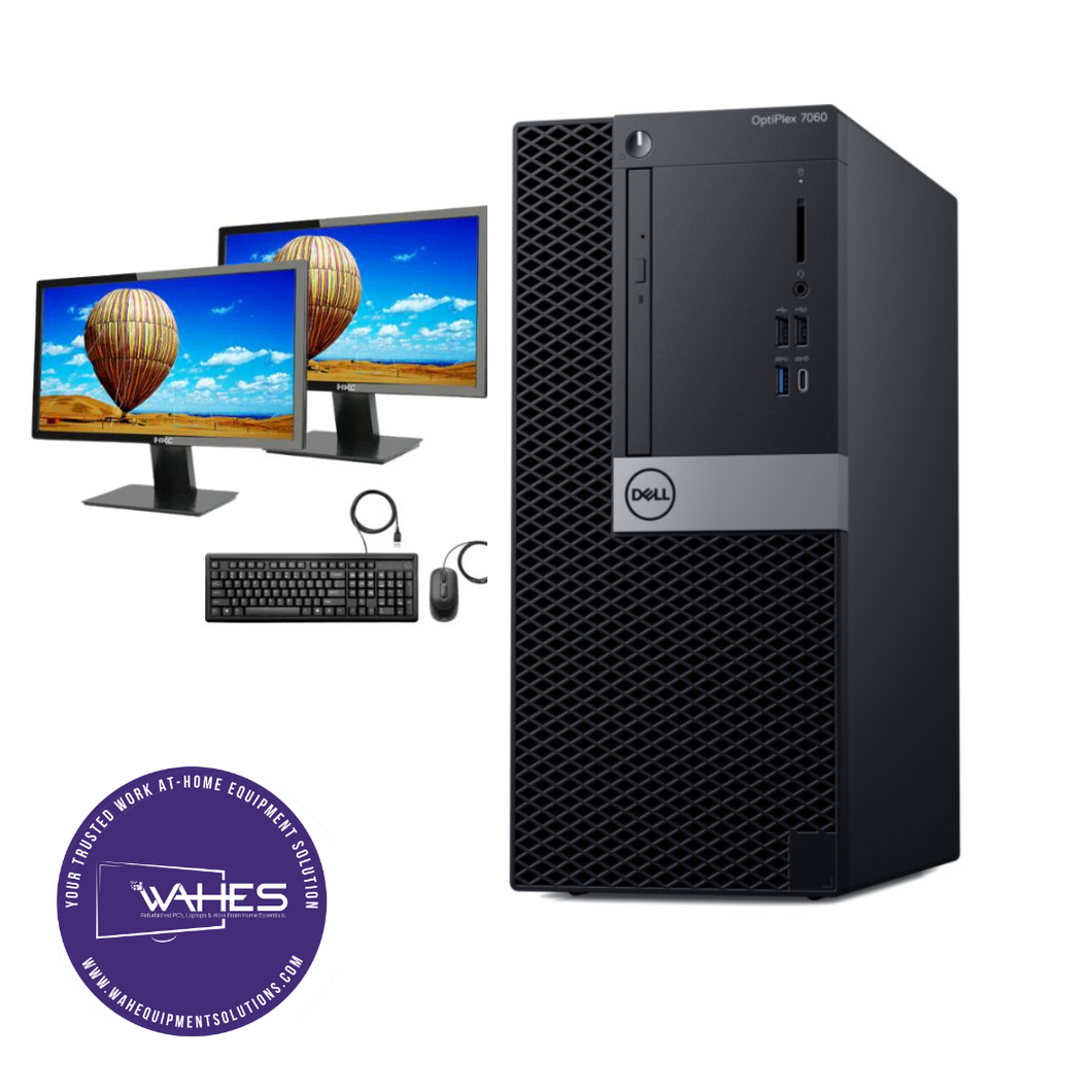 Dell Optiplex 7060 DT Refurbished GRADE B Dual Desktop PC Set (20-24