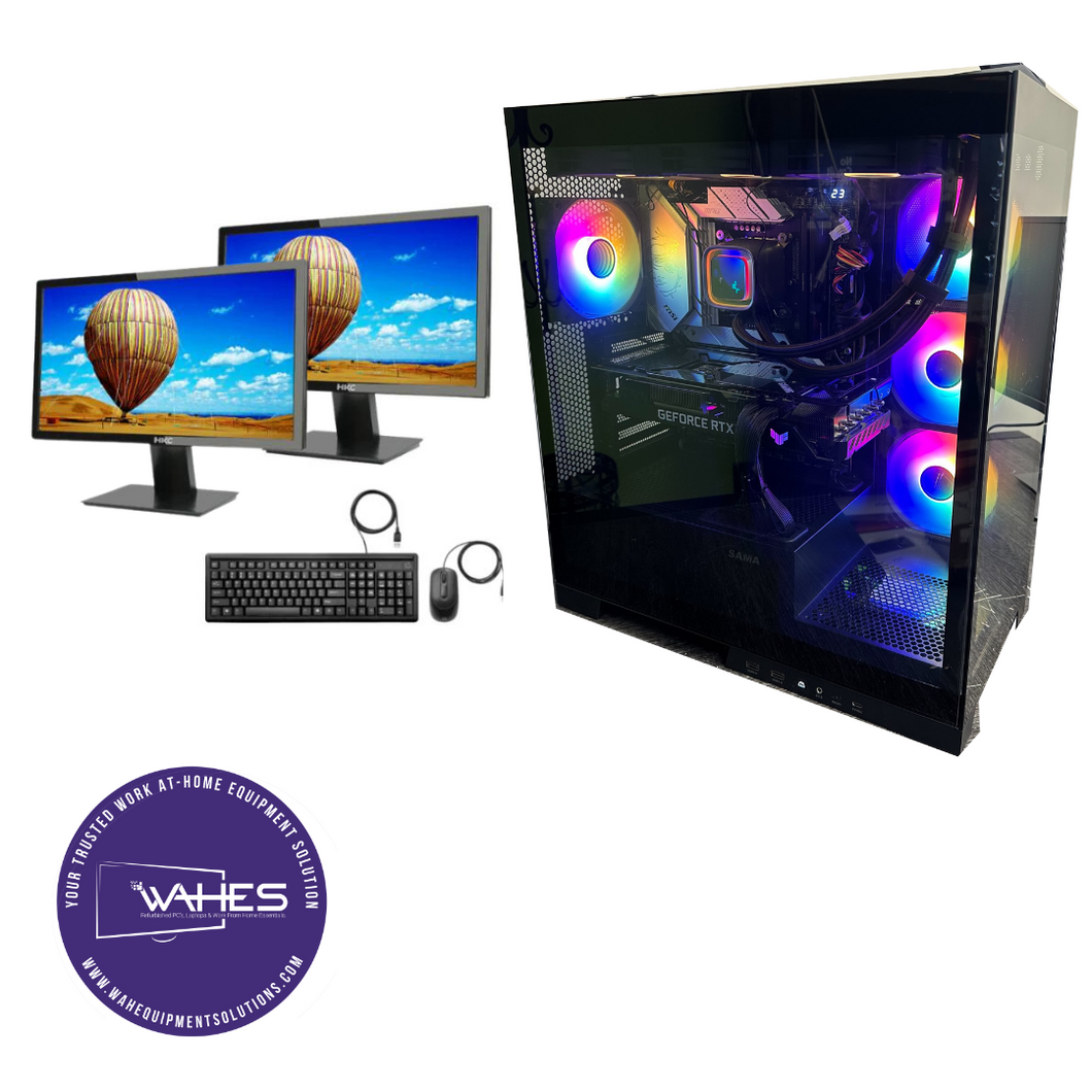 Glass-Custom Gaming Desktop Refurbished GRADE A Dual Desktop PC Set (19-22