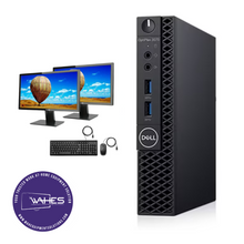 Load image into Gallery viewer, Dell Optiplex 3070 Micro Refurbished GRADE A Dual Desktop PC Set (19-22&quot; Monitor + Keyboard and Mouse Accessories):Intel i5-8500T @ 2.2 GHz| 8GB Ram| 250 GB SSD|Arise Work from Home Ready