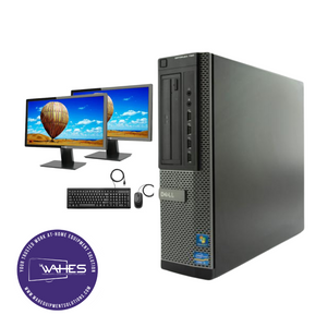 Dell Optiplex 790 SFF Refurbished GRADE B Dual Desktop PC Set (19-24" Monitor + Keyboard and Mouse Accessories):  Intel i3-2100|4GB Ram|500GB HDD| Call Center Work from Home|School|Office