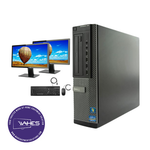Dell Optiplex 790 SFF Refurbished GRADE A Dual Desktop PC Set (19-24" Monitor + Keyboard and Mouse Accessories):  Intel i3|4GB Ram|2TB HDD| Call Center Work from Home|School|Office