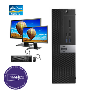 Dell Optiplex 5040 SFF Refurbished GRADE A Dual Desktop PC Set (19-24" Monitor + Keyboard and Mouse Accessories): Intel i3|8GB RAM|500GB HDD| Work from Home Ready|School|Office