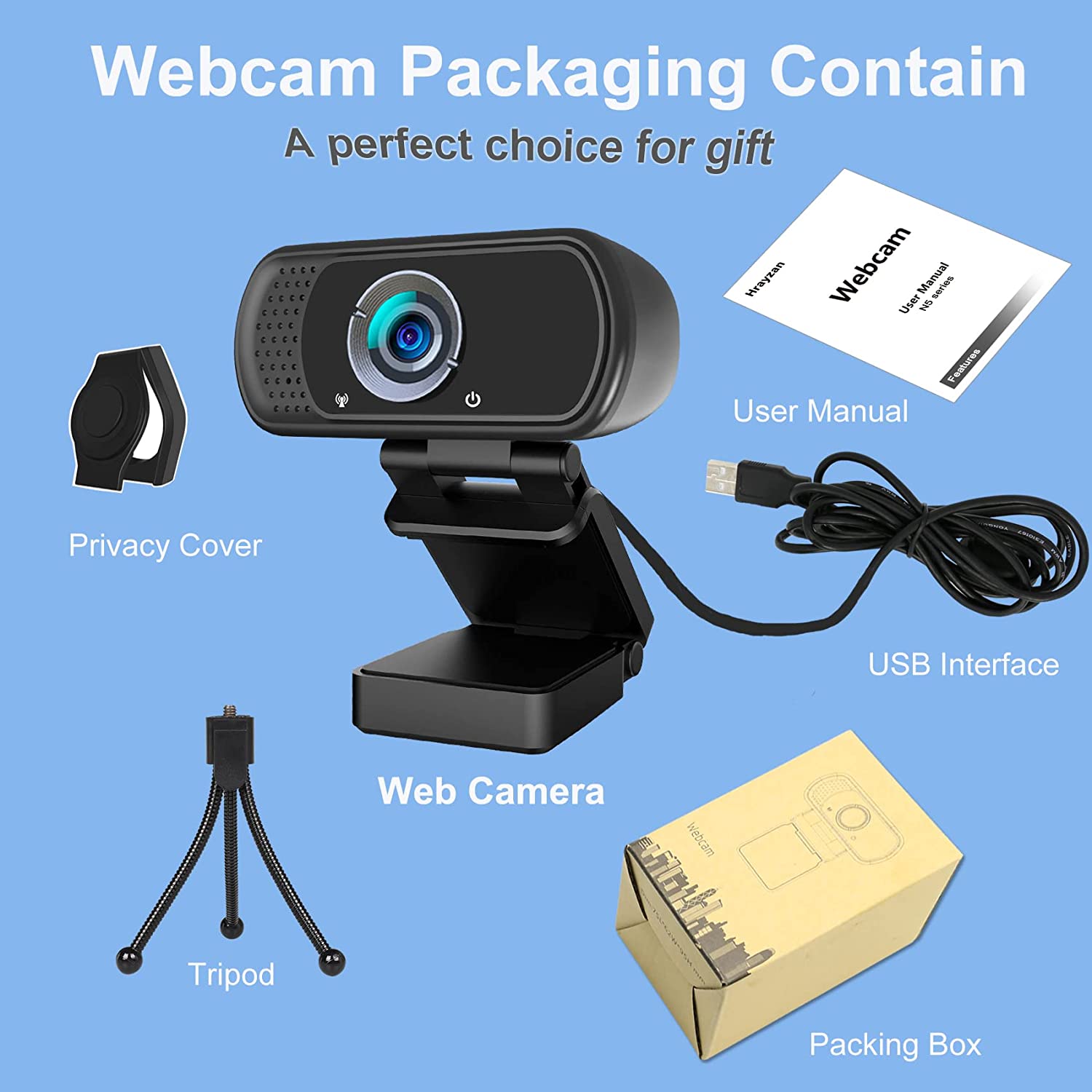 Full HD webcam met microfoon voor desktop, 1080p HD-computercamera, plug -and-play webcamera, USB-camera voor laptop/pc/Mac, videoconferenties, streaming en videogesprekken Full HD webcam met microfoon voor desktop, 1080p HD-computercamera, plug -and-play webcamera, USB-camera voor laptop/pc/Mac, videoconferenties, streaming en videogesprekken