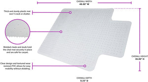 OFM Essentials Collection 36" x 48" Transparent Chair Mat with Lip for Hard Surface